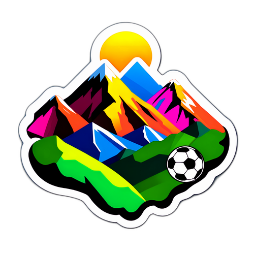 Sticker cu fotbal și peisaj montan în Palermo