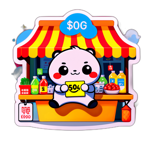 可爱的卡通角色与价格标签