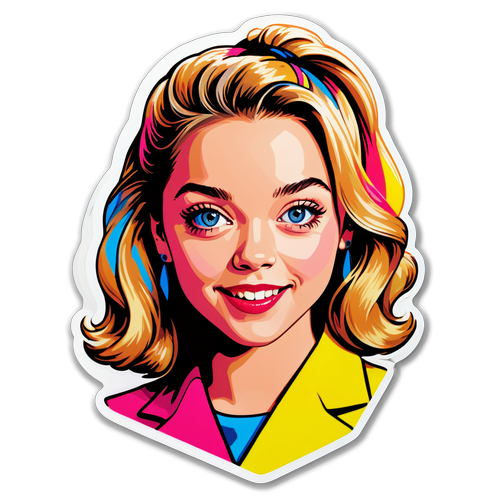 Adesivo Vibrante da Atriz Sydney Sweeney em Estilo Pop Art