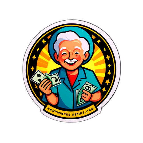 Emekli Mutluluğunu Sembolik Olarak Gösteren Sticker