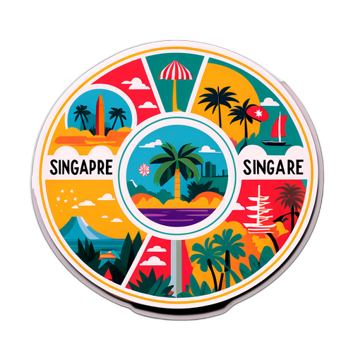 Singaporea esittävä tarra