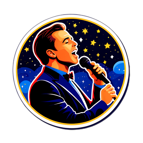 Nálepka Petr Kolař zpívající na koncertě pod hvězdnou oblohou