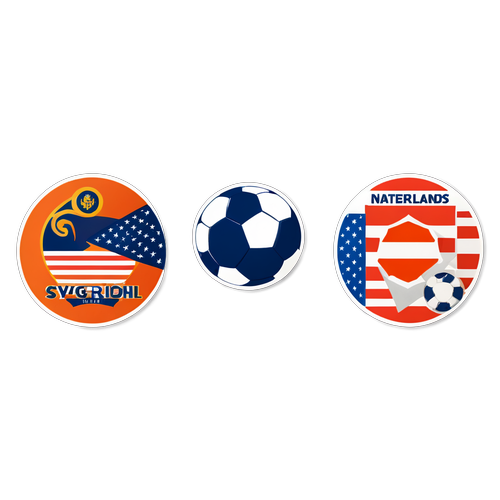 Sticker van de nationale teams van Nederland en de Verenigde Staten in een sportieve duel