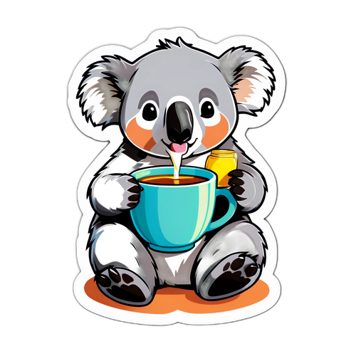 Uroczy koala pijący herbatę