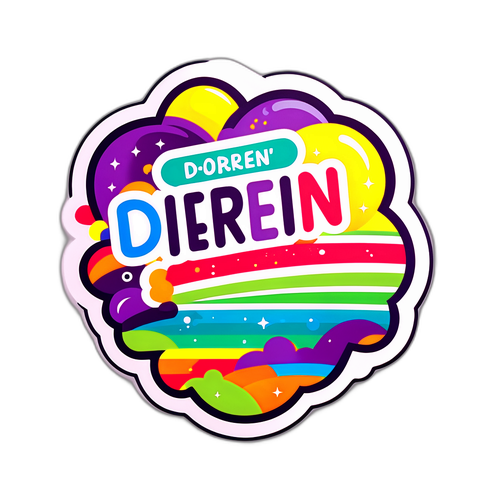 Aufkleber mit bunten Streifen und Zeichen