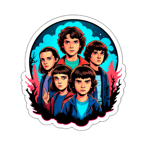 Autocollant Stranger Things dans un style comic