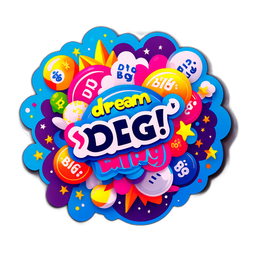 מדבקת כרטיס לוטו צבעונית עם הכיתוב 'חלום גדול'