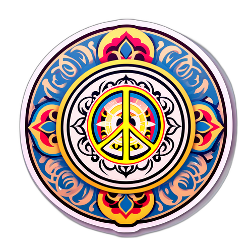 Uklidňující samolepka s tibetskými symboly míru