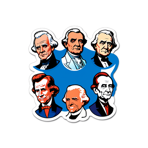 Leadership Through History: U.S. Presidents Caricature Sticker