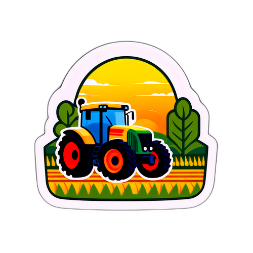 Ilustración de un campo agrícola con un tractor
