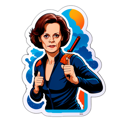 Autocollant de Sigourney Weaver en pose héroïque