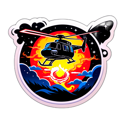 Flamingzny helikopter w ogniu