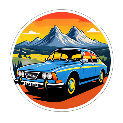 Retro Saab-bil i svenska landskap