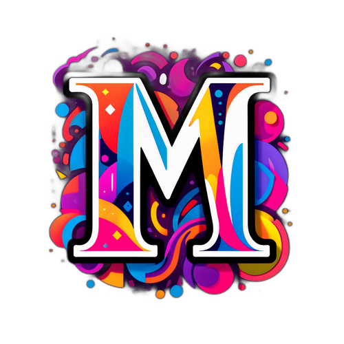 भव्य geometric पैटर्न के साथ 'M' अक्षर का स्टिकर