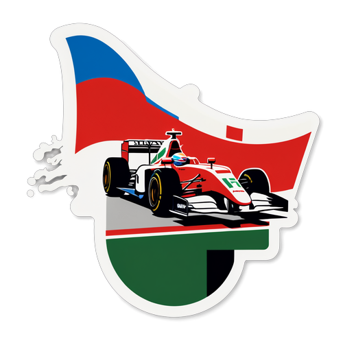 An F1 Monza sticker capturing the excitement of racing, featuring a race car and the Italian flag colors, with standings prominently displayed.