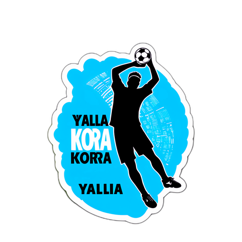 Autocollant avec un footballeur et le texte "Yalla Kora"