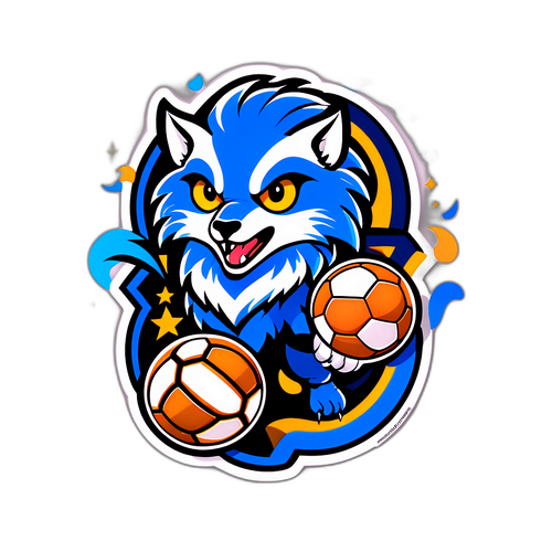 Creativo sticker de logo de Atalanta con elementos de fútbol