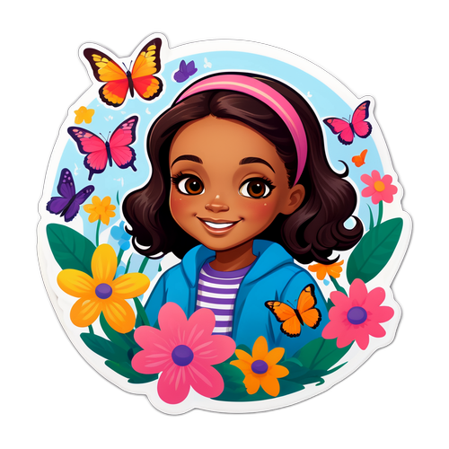 Lekende klistremerke av Adeline Watkins med blomster og sommerfugler