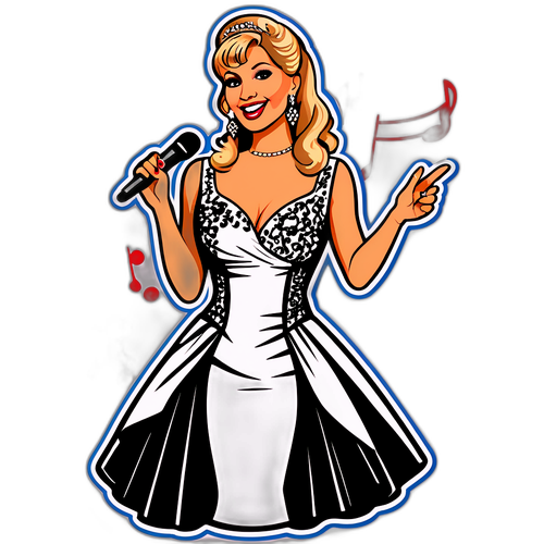 Adesivo di Milly Carlucci in Abito Elegante