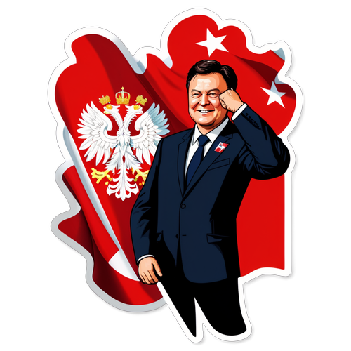 Odważny sticker przedstawiający Jana Rokitę