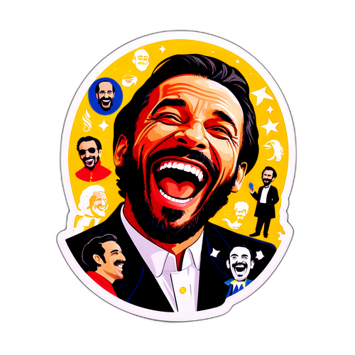 Autocollant créatif avec Vincent Macaigne riant