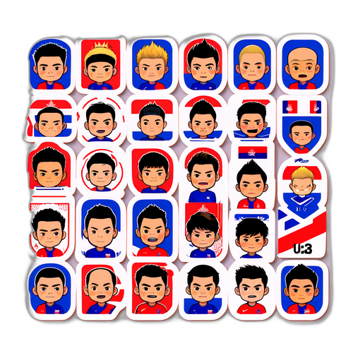 สติกเกอร์ที่สื่อถึงอารมณ์ของผู้เล่นทีมชาติไทย U23 ในระหว่างฝึกซ้อม
