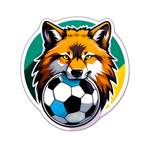 울프스 색상의 축구공 스티커