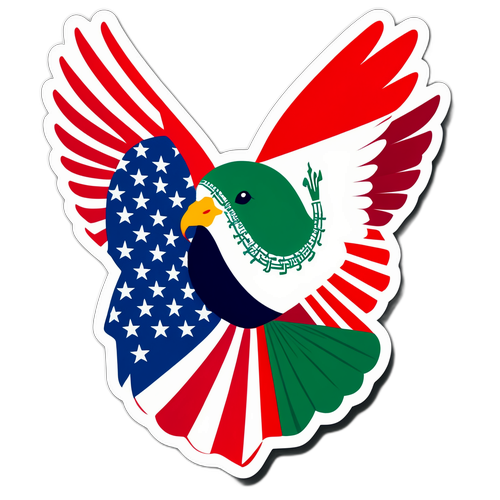 शांति और सुलह का प्रतीक - अमेरिका और ईरान के झंडे के साथ डव