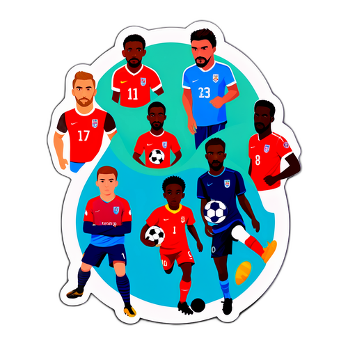 Sticker chọn đội bóng đá với hình ảnh cầu thủ và bảng chiến thuật