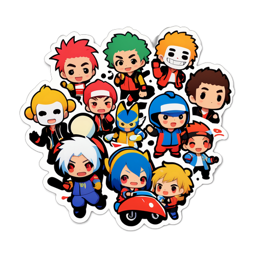 ドッキリグランプリのユニークキャラクターたちのカラフルなステッカー