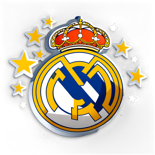 Real Madrid-logotyp med stjärnor och fotbollar