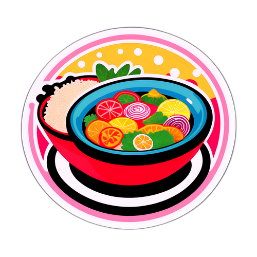 Kaakit-akit na Sticker ng Tradisyonal na Mboko na Ulam