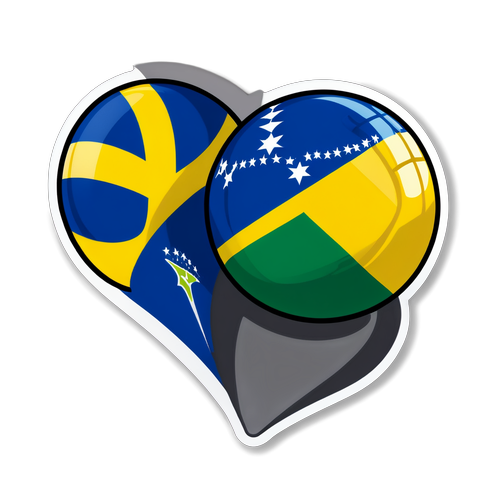 Handbollssticker som firar Sverige och Brasilien