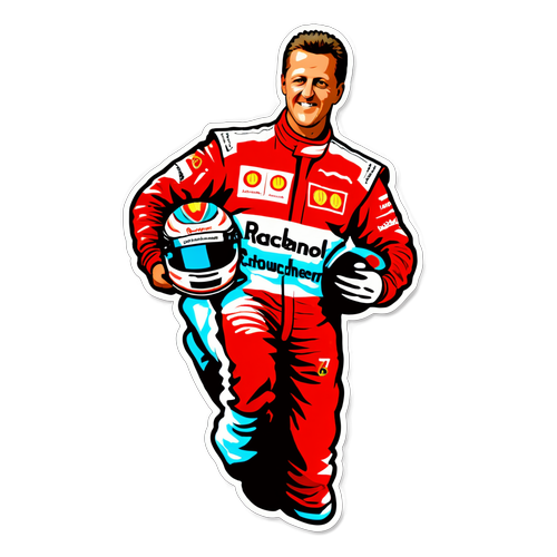 Autocolant cu Michael Schumacher în costumația de cursă