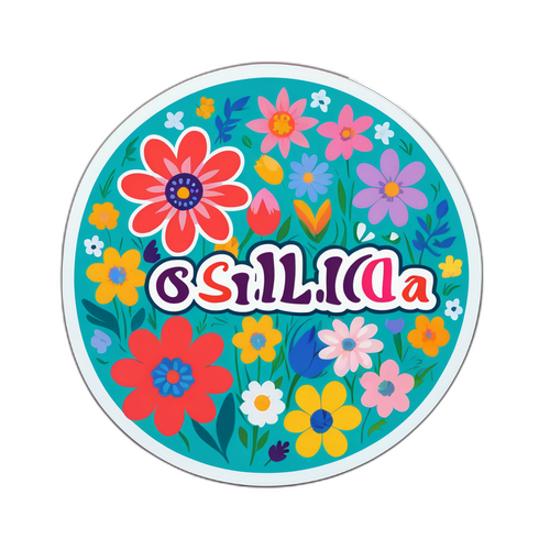 Tavaszi Virágokkal Díszített Sticker Csilla Molnár Nevével