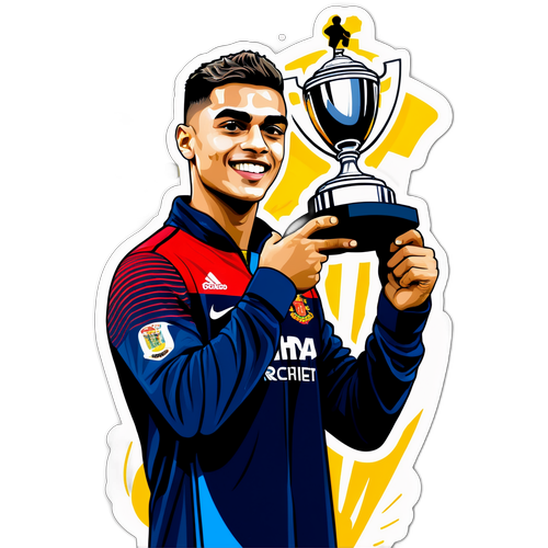Calcomanía de Andreas Pereira levantando un trofeo