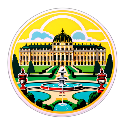 Adesivo in stile vintage con i luoghi iconici di Vienna