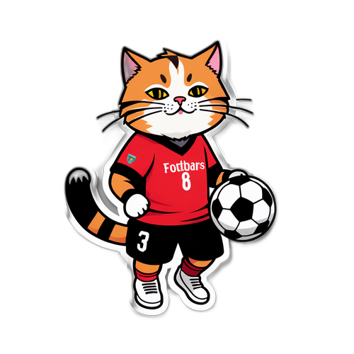 Sticker Kucing Pemain Bola Sepak
