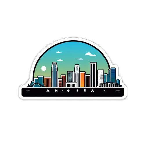 Sticker met de skyline van Los Angeles