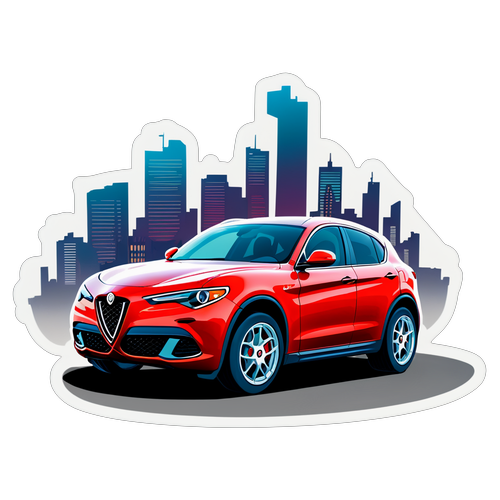 Crea un adesivo raffigurante l'Alfa Romeo Stelvio 2025