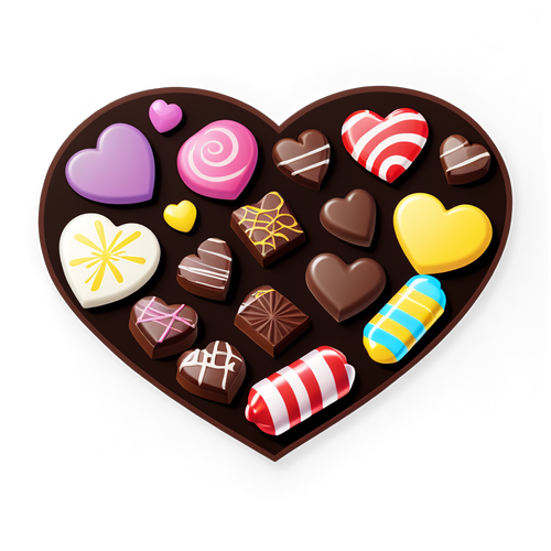 巧克力心形拼图与彩色糖果