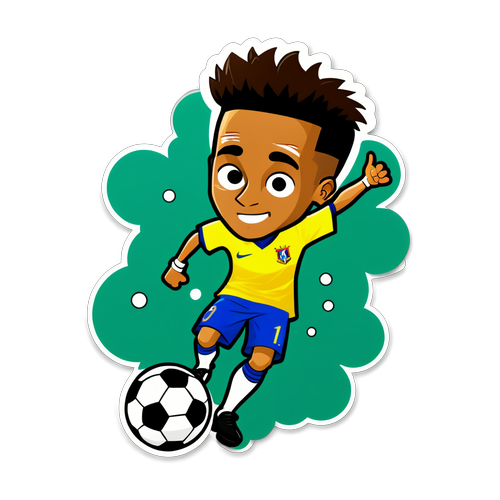 Ilustração divertida do Neymar em ação