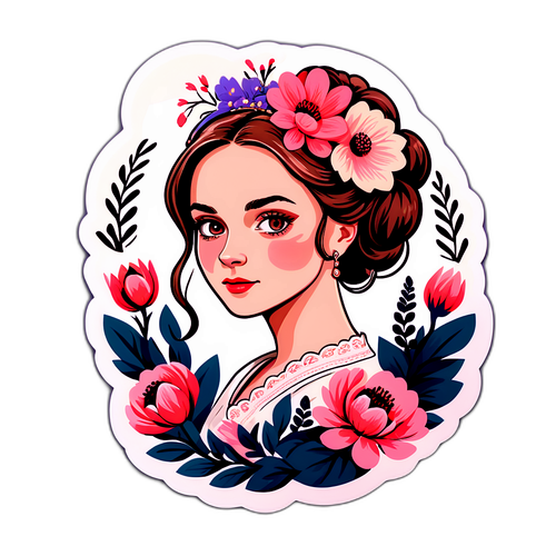 Elegancka naklejka z portretem Wiktorii Czyżewskiej