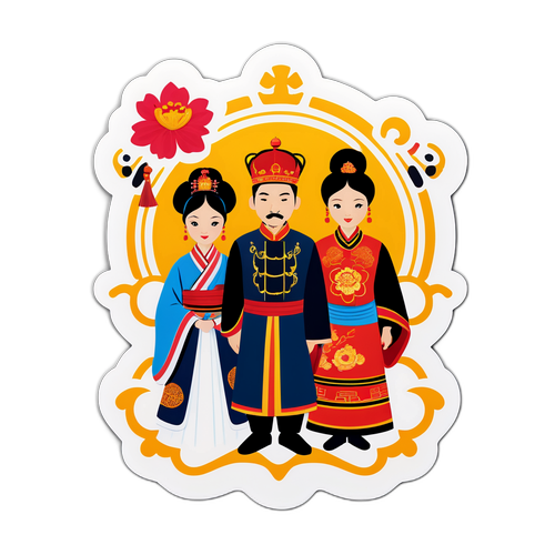 สติกเกอร์แนววัฒนธรรมจีนสำหรับการเยือนของพระราชาและพระราชินี