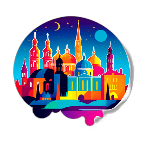 Umělecký silueta Myrnohradských památek