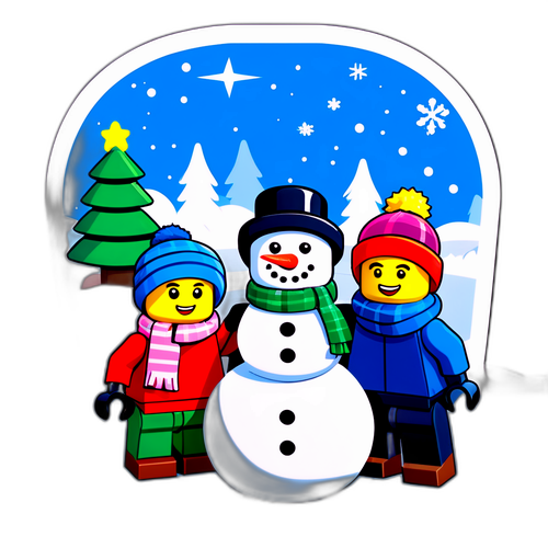 Hyggelig LEGO-tema klistermærke med vinterlandsab