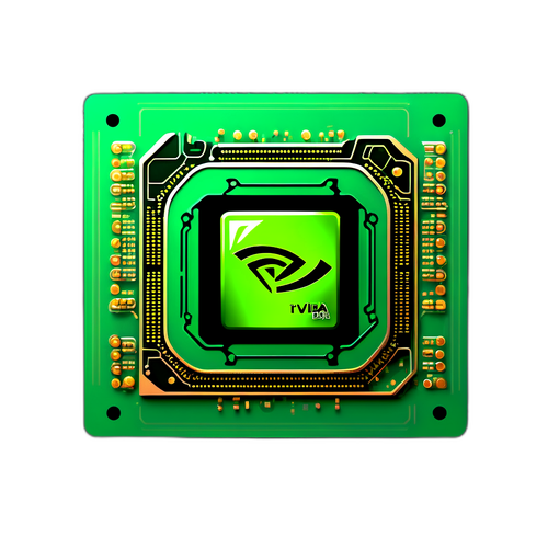 Ilustrasi Futuristik Logo Nvidia dalam Papan Litar