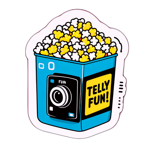 Hravá nálepka filmové kamery a popcornu