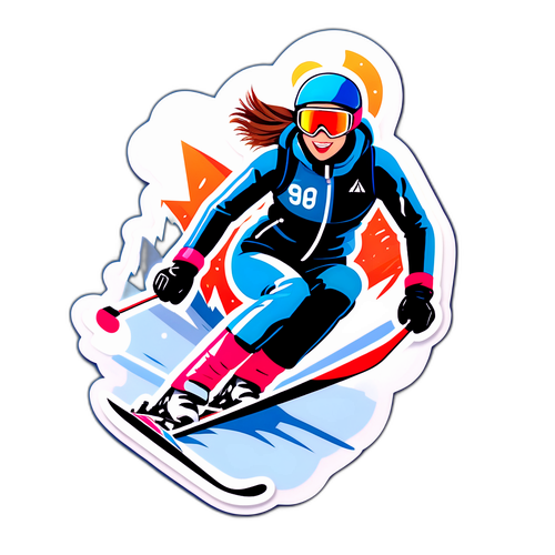 Create a sticker mit einer stilisierten Abbildung von Anna Sporrer beim Skifahren