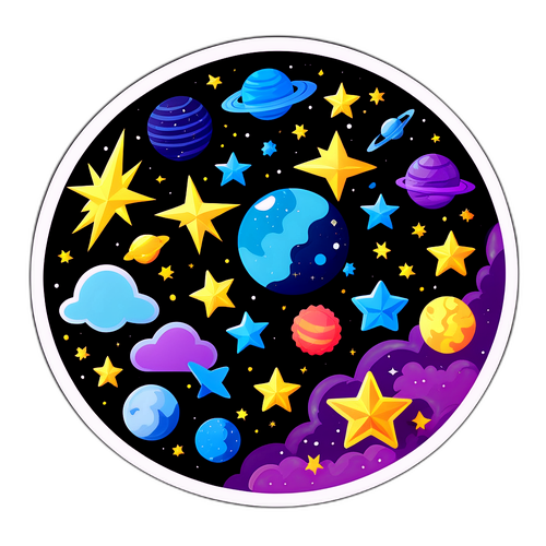 สติ๊กเกอร์ที่มีรูปภาพของดาวและการคาดการณ์เกี่ยวกับชะตากรรม